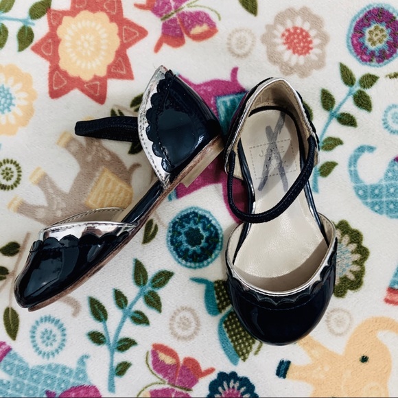Janie and Jack dress flats in navy and silver - Picture 1 of 5